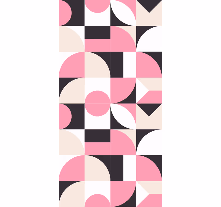 Wallpaper geometric modern pink and black pattern - TenStickers
