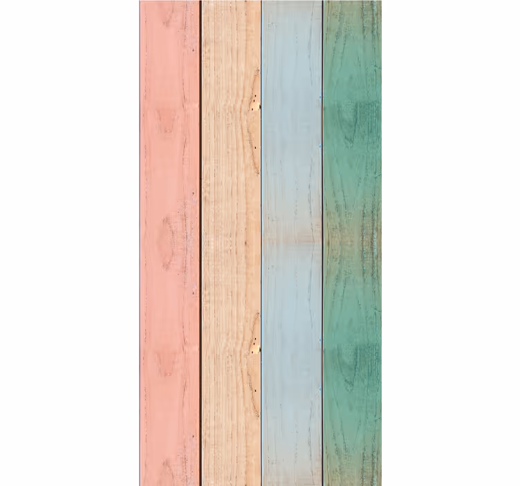 Wooden textured colorful planks wallpaper - TenStickers