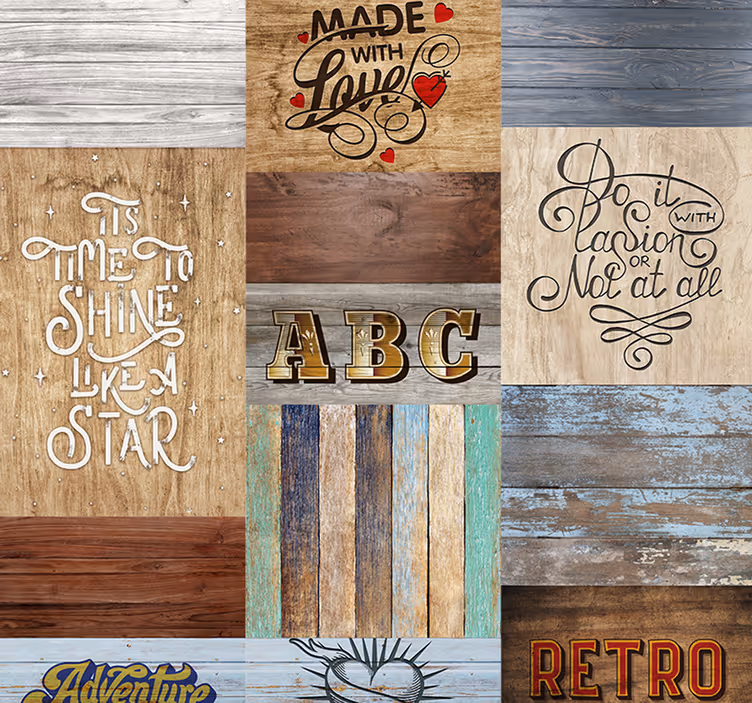 Wooden Inscription Textured Wallpaper - TenStickers