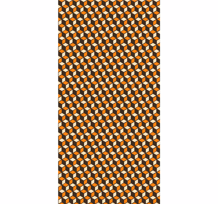 Cubical 3D orange pattern wallpaper geometric - TenStickers