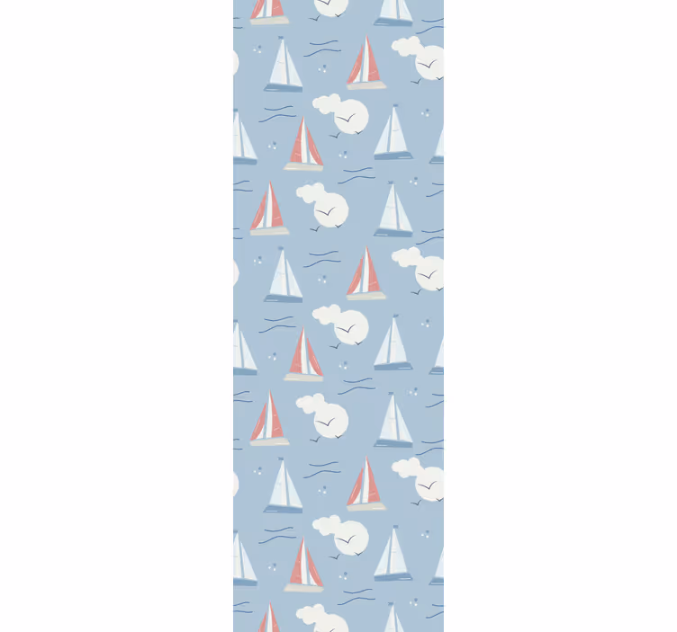 On the clouds sailboat pattern wallpaper - TenStickers