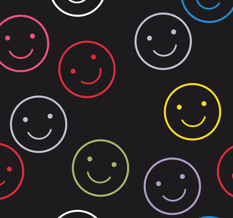 Smiley Face Print wallpaper geometric - TenStickers