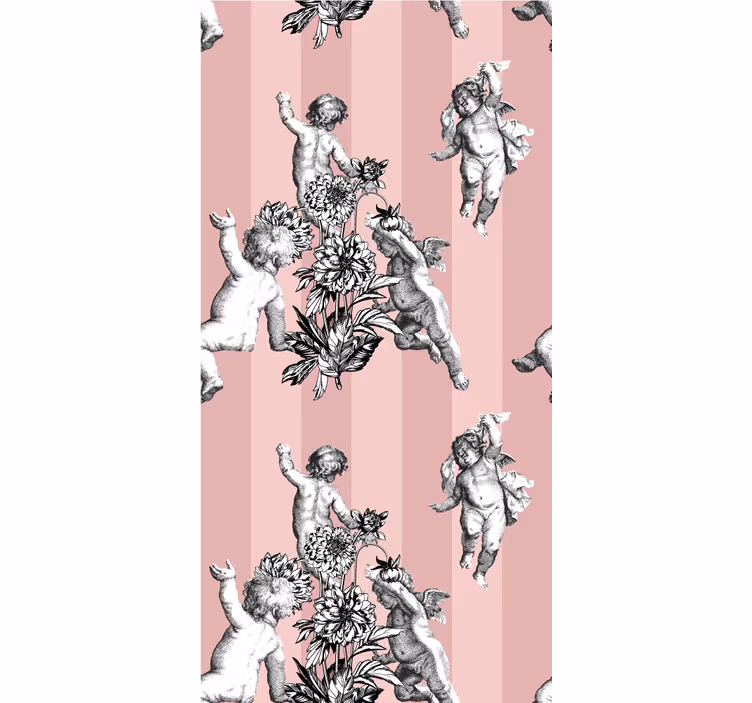 Cherubs and flowers baroque wallpaper - TenStickers