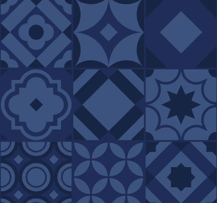 Navy blue tiles kitchen wallpaper - TenStickers