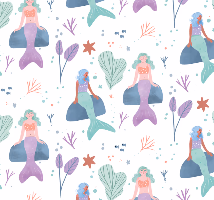 Mermaid Fantasy wallpaper childrens room - TenStickers