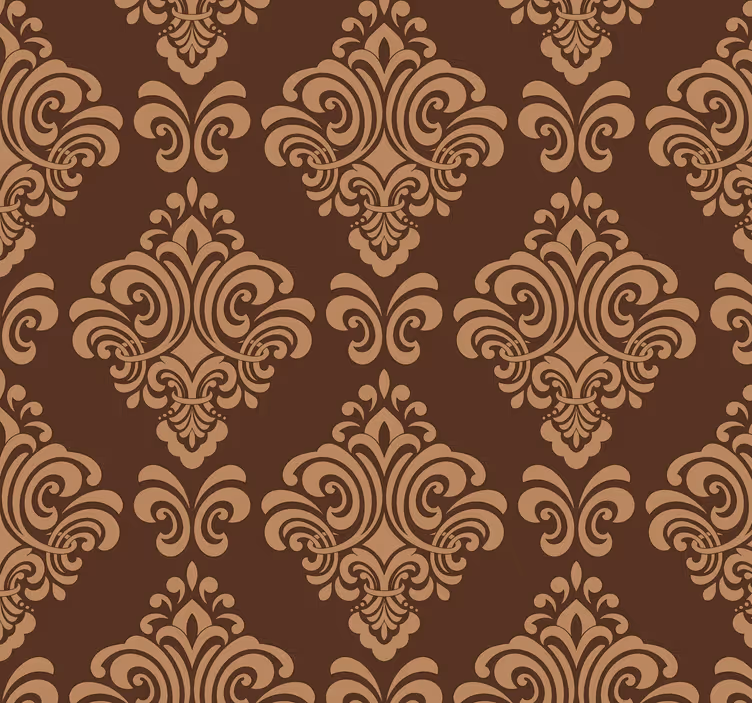 Brown Damask Style baroque wallpaper - TenStickers