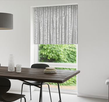 Enhance your dining area with the Grey tree bark print dining room blind, a stylish and functional addition to your home decor.