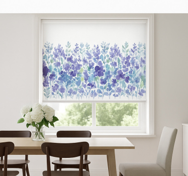 Transform your dining room with our elegant Lavender floral field blind, providing privacy, easy installation, and a serene atmosphere for dining.
