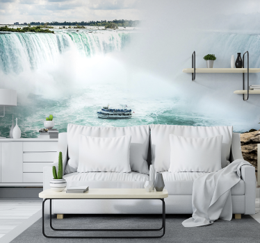 This beautiful and unique Niagara Falls photo wallpaper, is showing a boat between the flowing water. Our wallpaper is made of high quality materials.