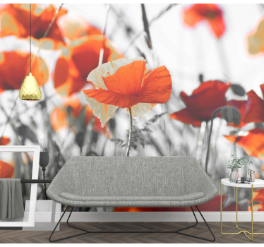 Elevate your home decor with the Poppy wall mural lively poppy meadow that brings vibrant nature indoors and inspires joy.
