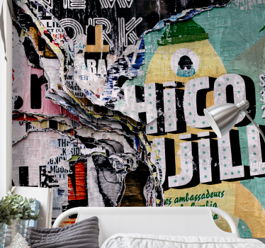 Transform your space with our Urban Street Collage graffiti mural, showcasing vibrant street art for a unique decor experience!