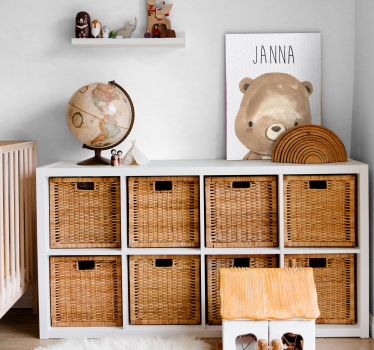 Discover our Baby bear with name childrens wall art canvas, a charming and customizable decoration for your child's room!