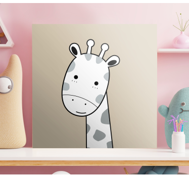 Nordic beige giraffe animal canvas prints. Beige background with white giraffe with grey dots. Get with immediate shipping!