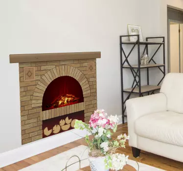 An original bricks textured fire place wall decal created with visual of a fire place that you can decorate your home with . Easy to apply design.