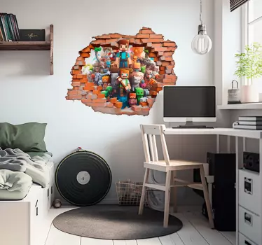 Transform your space with our characters through a hole video game sticker! Made with top-quality materials, this vinyl wall sticker adds a playful touch to any room. Easy to apply and suitable for any flat surface. Customize the size to fit your needs. Shop now!