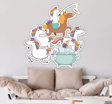 Transform your child's room with our Colorful Unicorn Collection kid's sticker! Fun and whimsical designs perfect for any kids room.