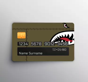 Customize your credit card with our self adhesive bank card cover decal with military colour and shark design. It is self adhesive and durable.