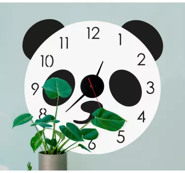 Panda clock face wall clock sticker. Panda face in a clock design. Decorate your walls and enjoy the look. Get immediate shipping!