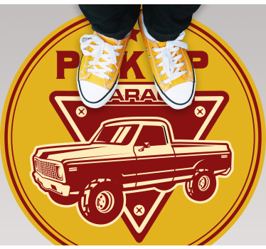 Discover the Classic pickup garage vintage vinyl rug! Perfect for decor, easy to clean, and adds character to any space.