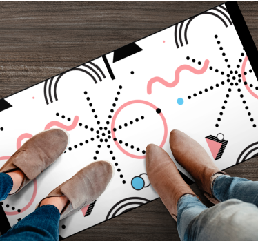 Discover the charm of our White geometric pattern modern vinyl rug. Perfect for any decor, easy to clean, and stylish!