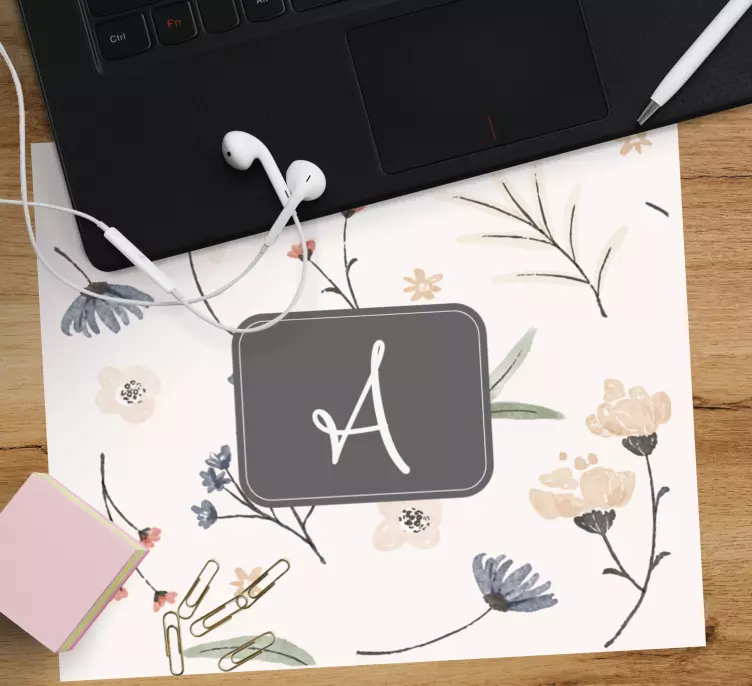 Floral Monogram Initial personalised mouse pad - TenStickers