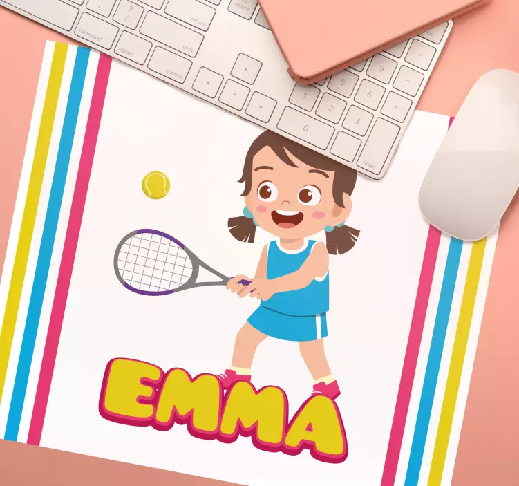 Girl tennis player with name mouse mat - TenStickers