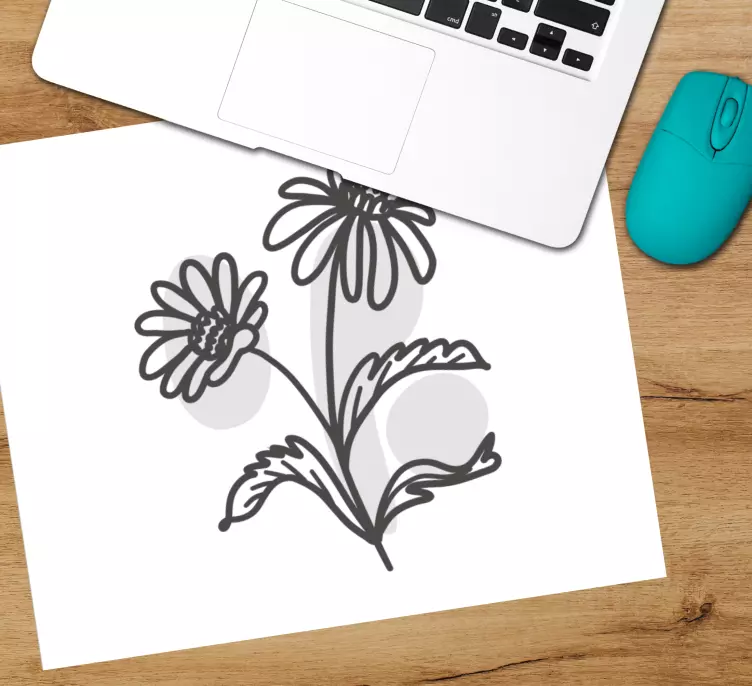 Group of daisy flowers line art design mousepad - TenStickers