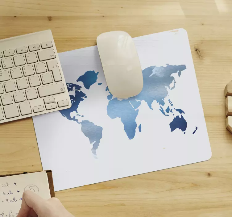 Watercolor blue  world map mouse pad - TenStickers