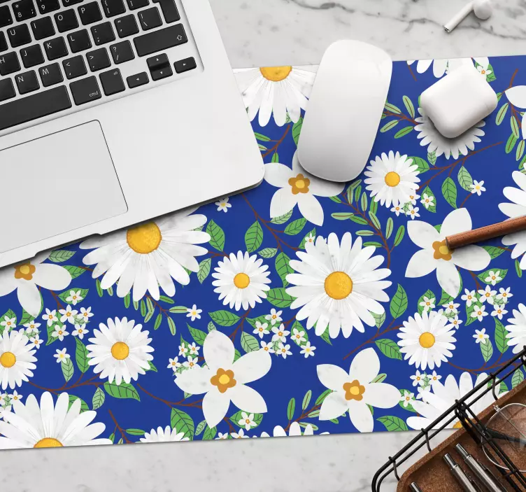 White flowers mousepad original mouse pad - TenStickers