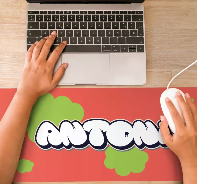 White graffiti green bubbles custom mouse mat - TenStickers