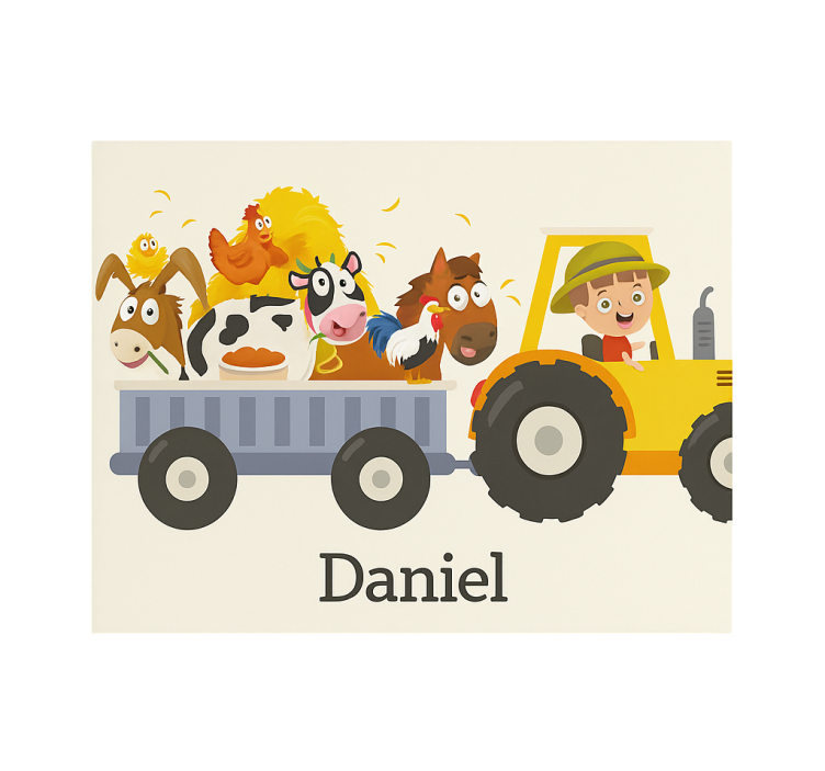 Farm tractor with name customised roller blind - TenStickers