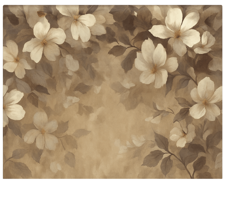 Beige painted flowers living room blind - TenStickers