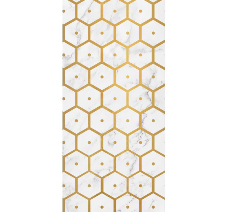 Bathroom blind with hexagonal gold marble design - TenStickers