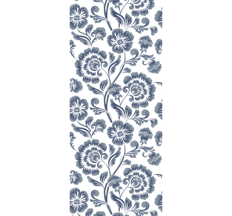 Bathroom blind with blue flowers on white background - TenStickers