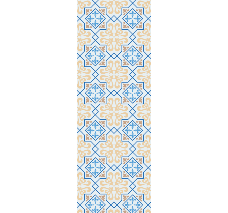 Blind kitchen with blue lines portuguese tile pattern - TenStickers