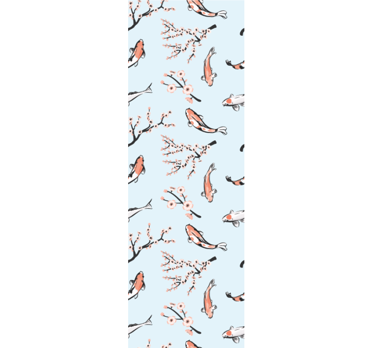 Modern blind koi fish and cherry blossoms design - TenStickers