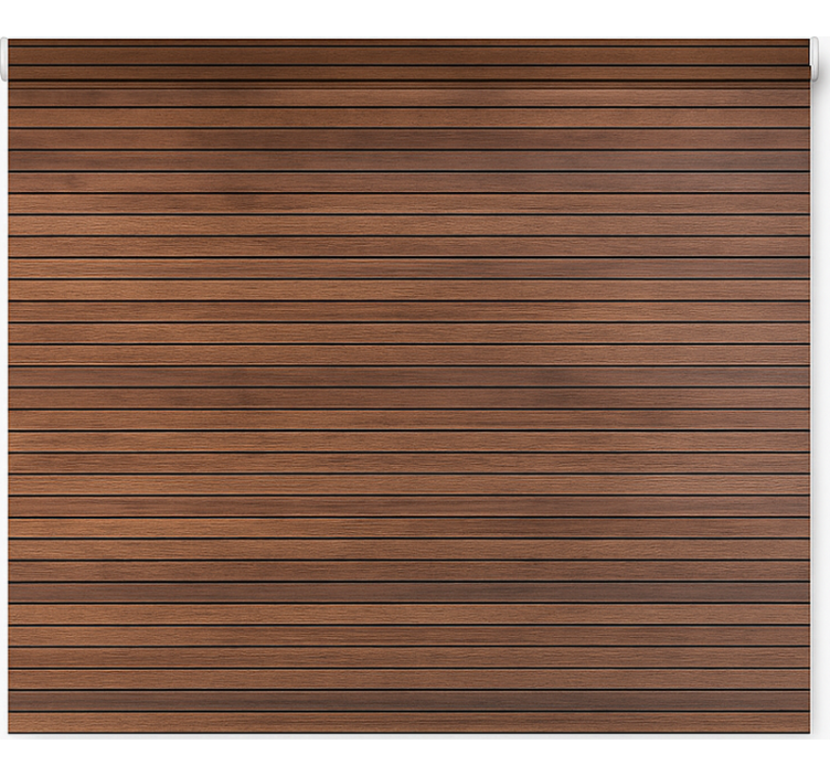 Pattern roller blind with parallel walnut slats - TenStickers