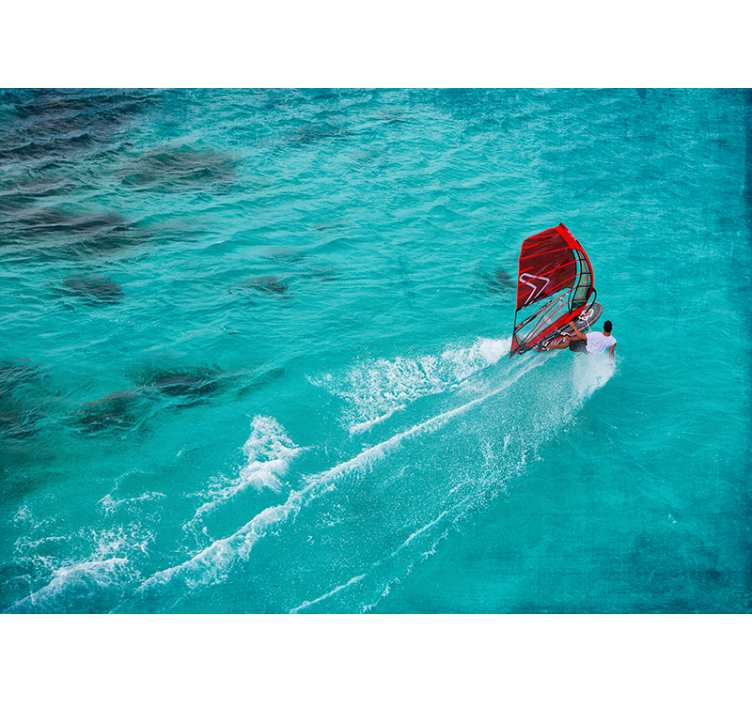 Blind blue windsurfer in the water - TenStickers