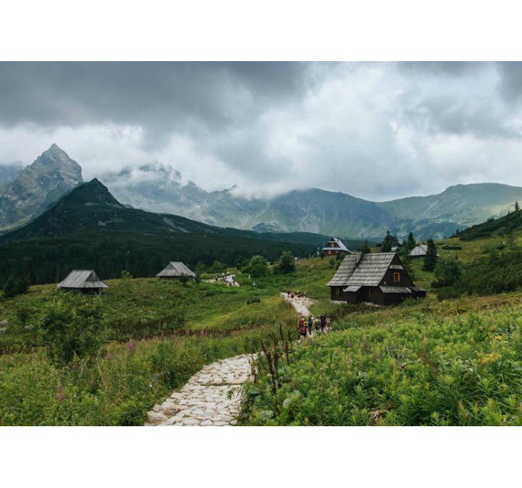 Blind green wooden cabins in tatra mountains - TenStickers
