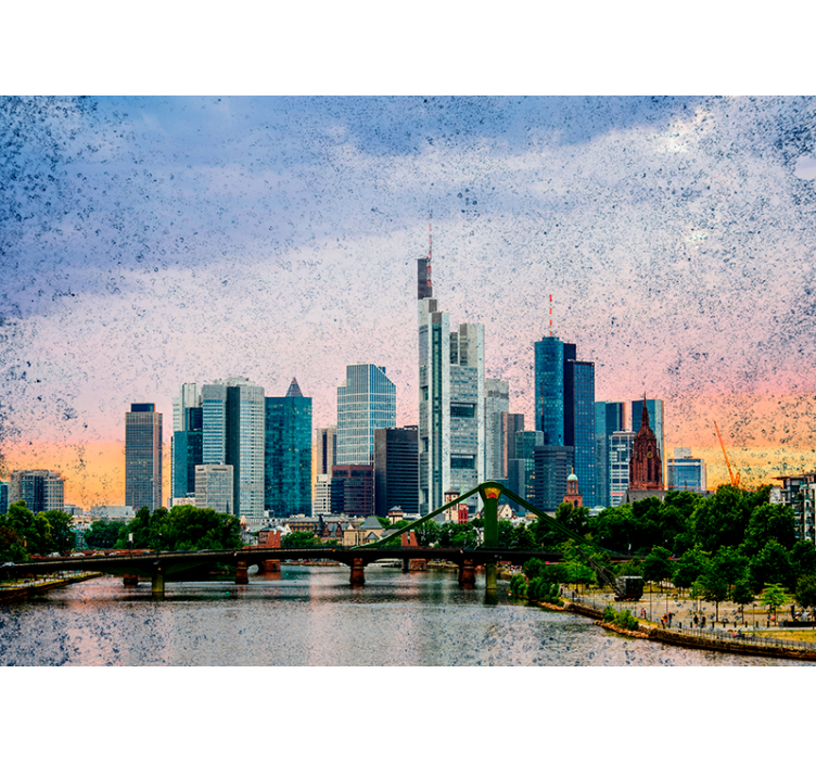 Living room blind frankfurt skyline design - TenStickers