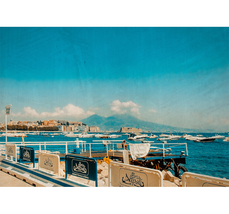 Living room blind vesuvius and sea naples landscape - TenStickers