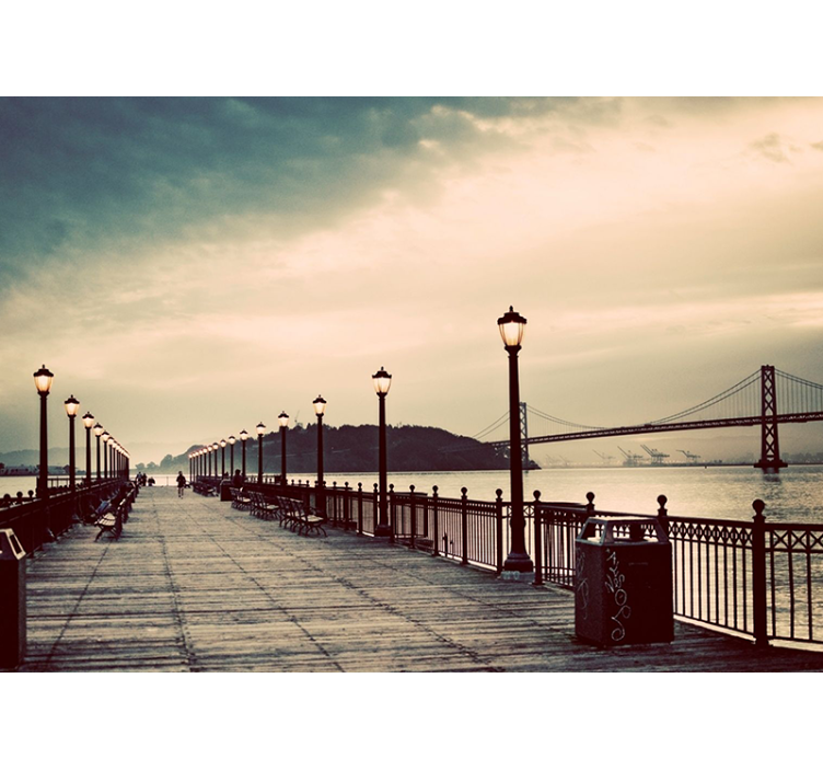 Living room blind bridge with street lamps - TenStickers