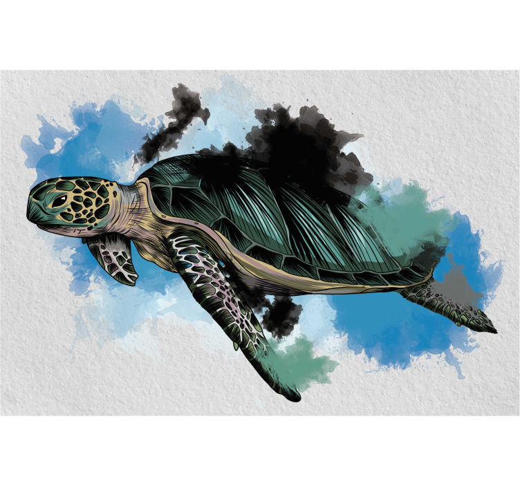 Living room blind watercolor turtle design - TenStickers