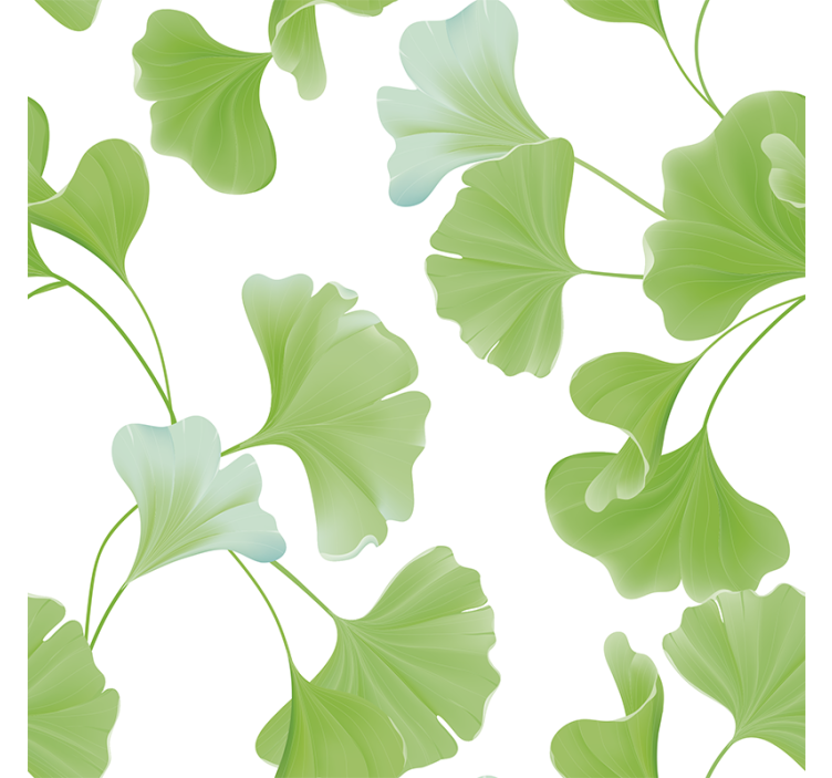 Living room blind with green ginkgo leaves - TenStickers
