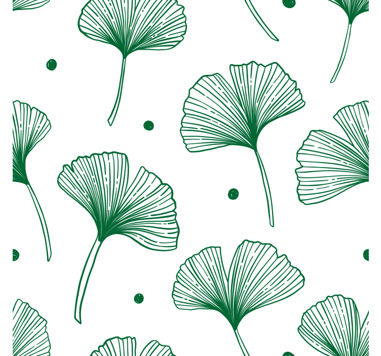 Living room blind with big ginkgo green leaves - TenStickers