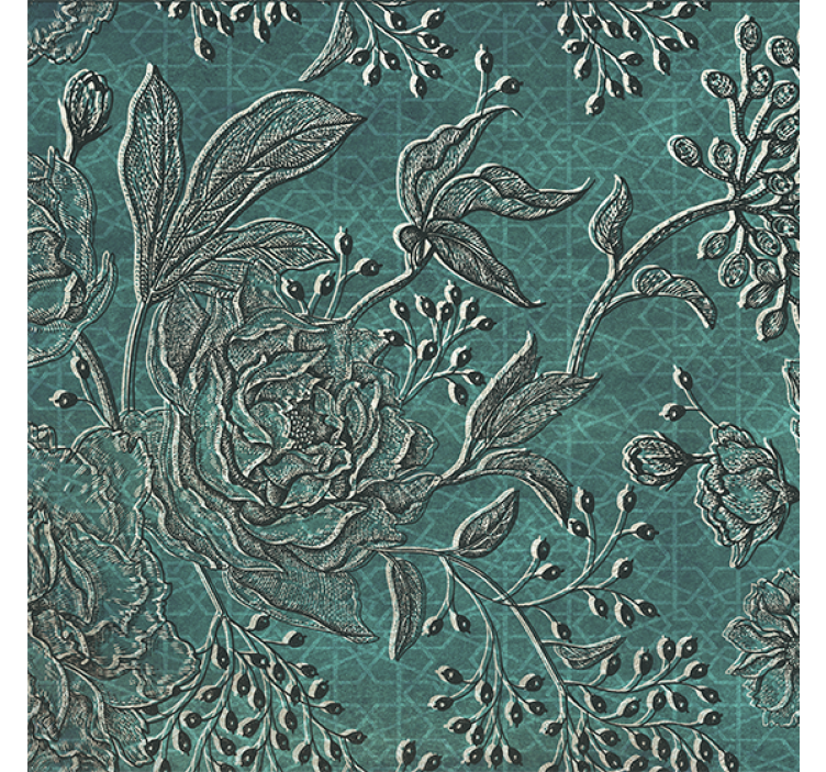 Living room blind with oriental flora design - TenStickers