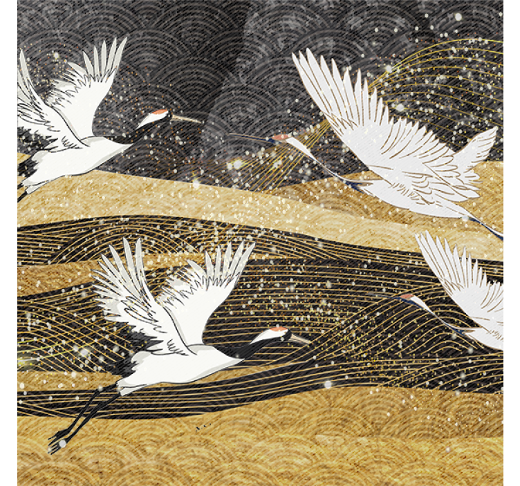 Living room blind with white oriental birds design - TenStickers