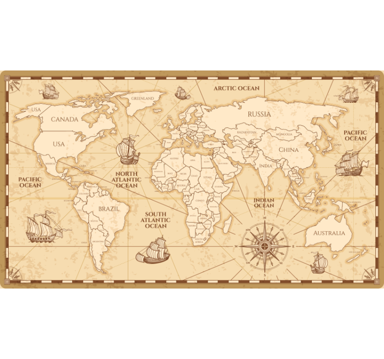 Blind beige vintage worldmap design - TenStickers