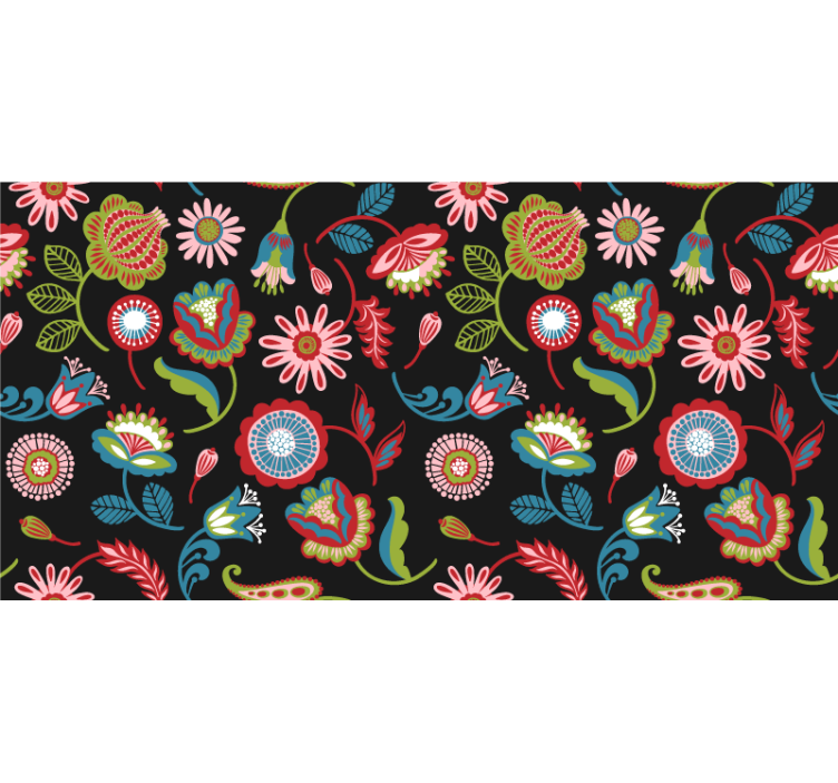 Blind bedroom colorful folk design on dark background - TenStickers