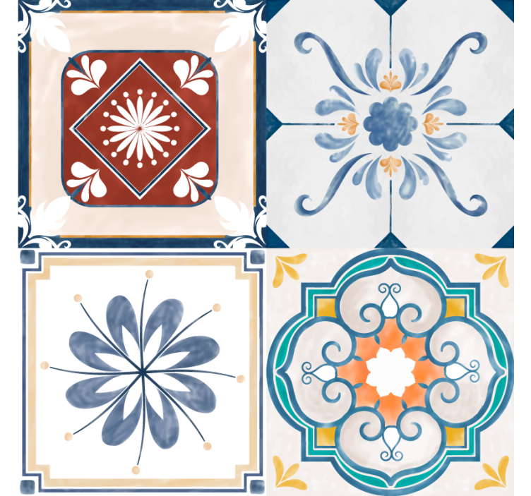 Blind bedroom vintage four tiles design - TenStickers